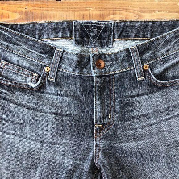 GUESS premium Vintage distressed jeans faded black ripped denim stretch size 29 - Picture 3 of 11